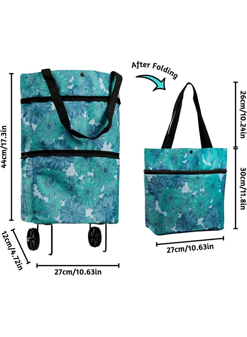 Foldable and Expandable Shopping Bag with Wheels – Practical Tote for Daily Shopping, Groceries, Travel, and Trips, Durable Water-Resistant Polyester, Easy-to-Pull Strong Wheels, Large Capacity up to 10kg, Modern Multi-Use Design-Multicolor - Image 2